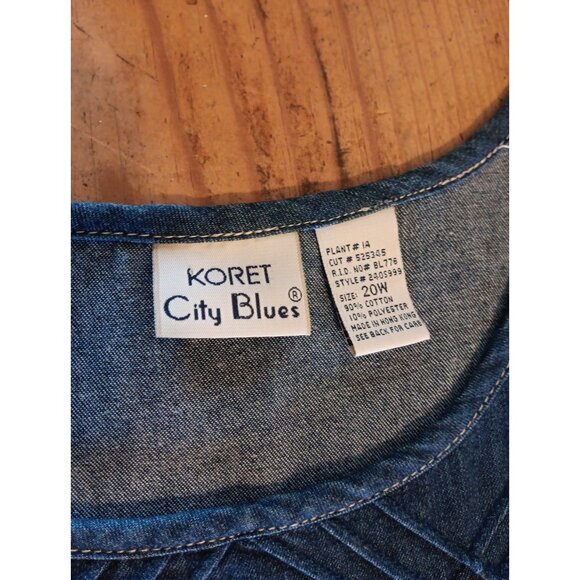 Vtg Koret City Blues Jumper Dress Womens 20W Denim Embroidered Cottagecore Flag - Picture 2 of 5